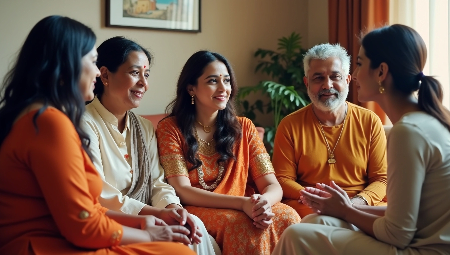 family happily interacting with the therapist